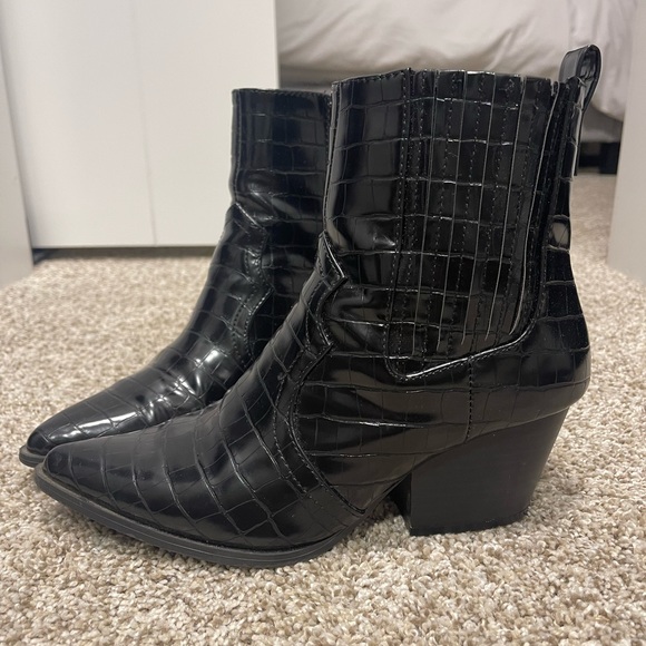 Black Snakeskin Booties - Picture 2 of 4